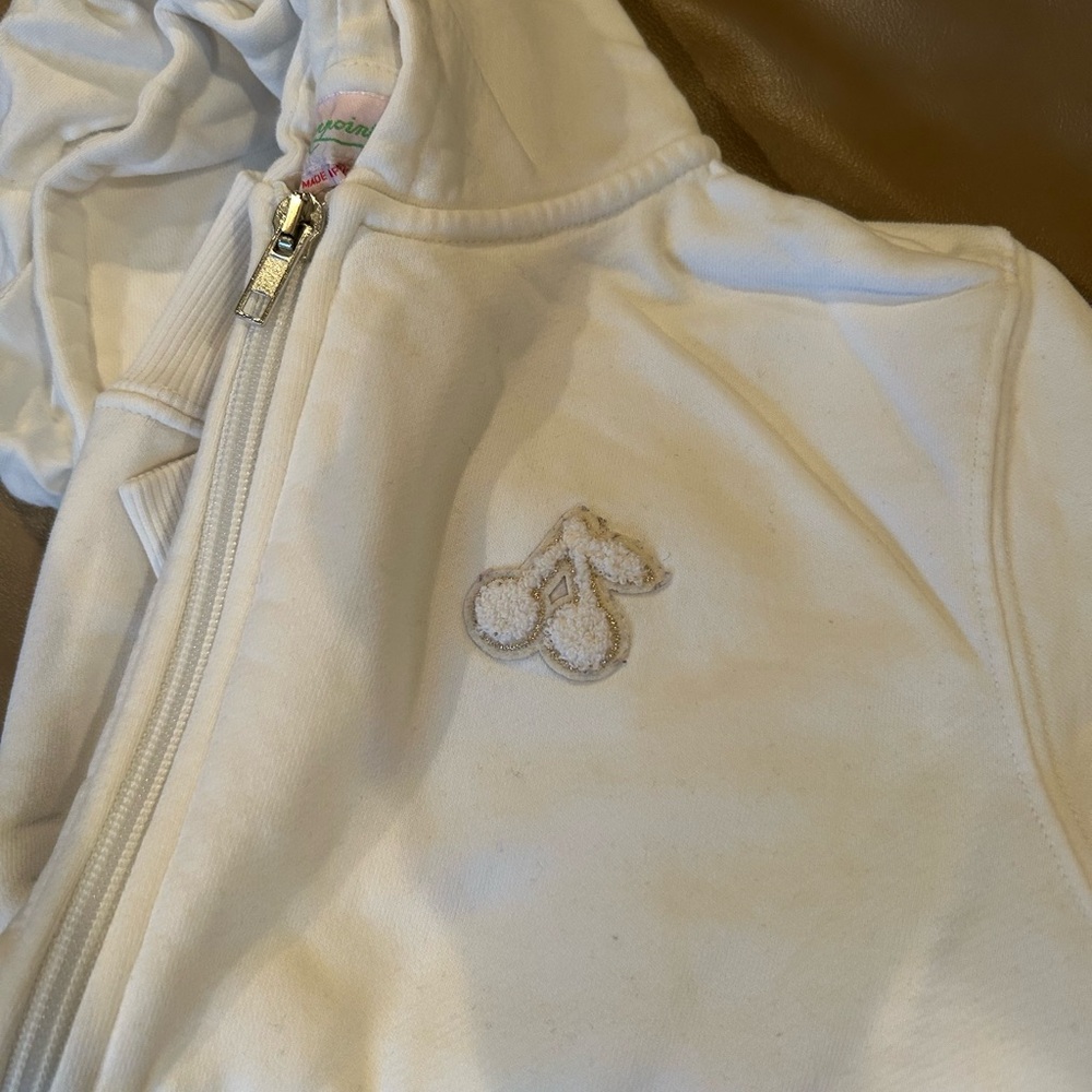 Girls cream zip up hoodie
